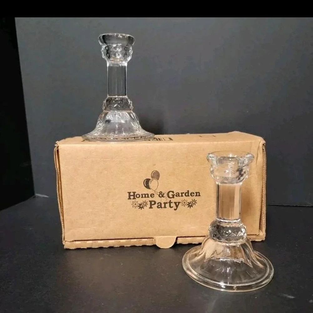 Vintage Home Interiors Small Diamond Crystal Candle Holders